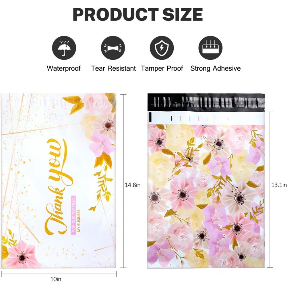 25 10X13 Poly Mailers Thank You Flowers Shipping Envelopes Bags PRICE IS FIRM - Picture 12 of 12